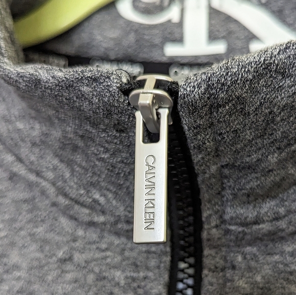 Calvin Klein crop half zip pullover grey sweat jacket white logo on arm large - Picture 5 of 7